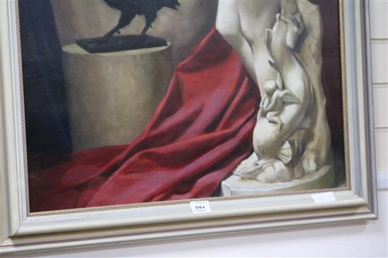 English School Study of statuary and taxidermy 44 x 27in.